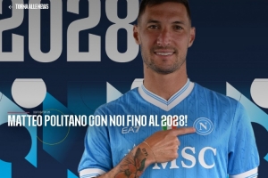 身價(jià)1000萬歐！官方：那不勒斯與32歲前鋒波利塔諾續(xù)約至2028年