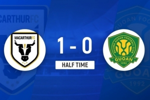 半場-北京國安0-1麥克阿瑟FC 后防漏人致丟球李磊失良機(jī)