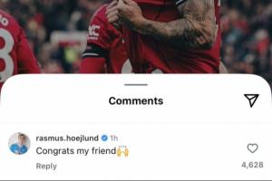 曼聯(lián)取賽季第3勝！霍伊倫評論舍什科社媒：恭喜你，我的朋友??