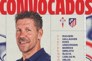 馬競(jìng)對(duì)塞爾塔名單：阿爾瓦雷斯、格列茲曼領(lǐng)銜，穆索身體不適缺席