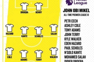 米克爾評英超史佳陣：德羅巴配亨利，切赫 斯科爾斯 薩拉赫在列