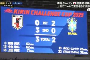 111年隊(duì)史被改寫！2-3日本隊(duì) 巴西男足建隊(duì)歷史首次2-0領(lǐng)先卻輸球