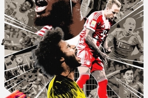 德國國家德比！拜仁曬戰(zhàn)多特預(yù)熱海報：拼貼畫風(fēng)格！于帕凱恩出鏡