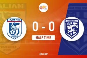 半場-大連英博0-0武漢三鎮(zhèn) 劉祝潤、朱鵬宇造險鄧涵文傷退