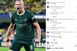 連續(xù)12場(chǎng)破門，哈蘭德社媒曬照：不過又是普普通通上班的一天