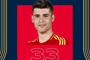 西班牙隊(duì)祝莫拉塔33歲生日快樂，球員國家隊(duì)出戰(zhàn)87場37球8助