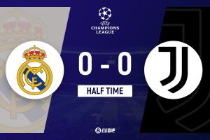 半場-皇馬0-0尤文 皇馬七成控球率阿森西奧關(guān)鍵解圍姆巴佩失良機