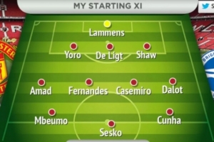 對布萊頓！曼晚預(yù)測曼聯(lián)首發(fā)：姆貝莫、舍什科、庫尼亞前場三叉戟