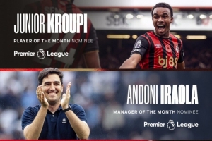 表現(xiàn)優(yōu)異！伯恩茅斯入圍英超10月最佳教練、最佳球員、最佳進(jìn)球