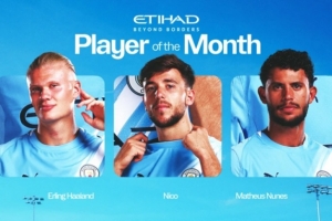曼城10月最佳球員候選名單：哈蘭德、尼科、努內(nèi)斯入圍