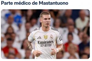 后天客戰(zhàn)利物浦！皇馬官方：馬斯坦托諾恥骨受傷，恢復時間待定