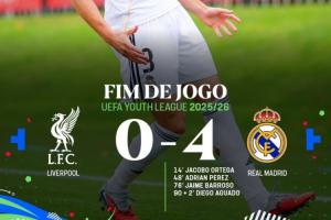 給一隊打個樣?青年歐冠：皇馬4-0橫掃利物浦，進攻全面壓制