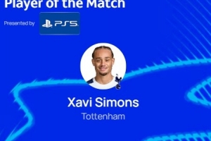 1助攻+4關(guān)鍵傳球，官方：哈維-西蒙斯當(dāng)選熱刺4-0哥本哈根最佳