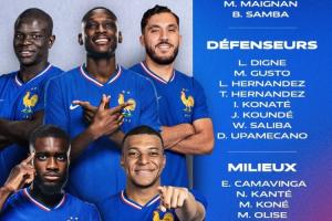 法國名單：姆巴佩領(lǐng)銜，坎特、薩利巴入選，登貝萊、瓊阿梅尼傷缺