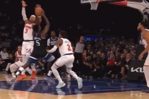 極限1抽3！愛德華茲歐洲步擰麻花打成2+1 唐斯補防稍慢帽到空氣