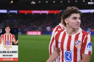 0球0助攻但送出6關(guān)鍵傳球！西甲官方：阿爾瓦雷斯當(dāng)選本場MVP