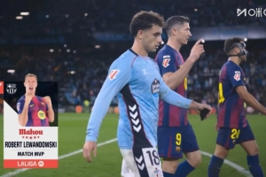 上演帽子戲法！西甲官方：萊萬當(dāng)選塞爾塔vs巴薩的全場最佳