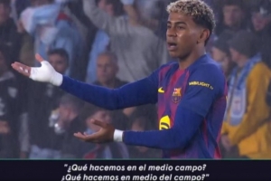 被塞爾塔打進一球后，亞馬爾問隊友：我們的中場在干嘛？