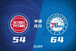 半場戰(zhàn)報-76人領(lǐng)先活塞10分 馬克西14分 康寧漢姆9中1