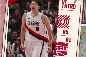 排面??楊瀚森單節(jié)爆轟14分2板1助1帽！直接上球隊(duì)海報(bào)封面