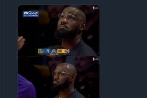 真會(huì)來(lái)事??！湖人大比分落后，勇士NBC官推曬詹姆斯照片調(diào)侃：決定3.0！